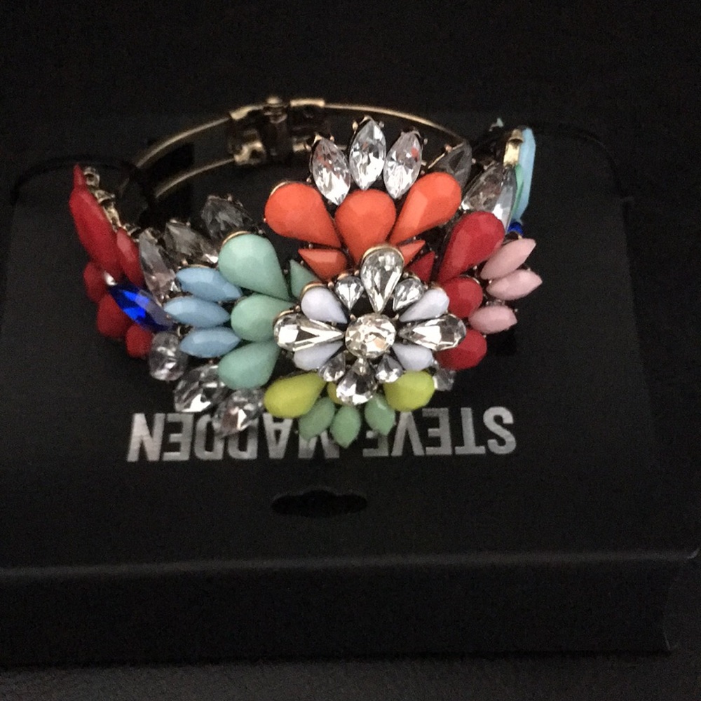 Steve Madden Multi Color Statement Bracelet Hinged